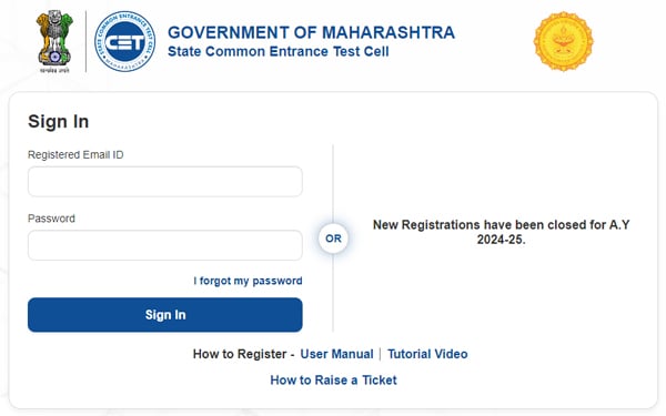 MHT CET Candidate Registration Form