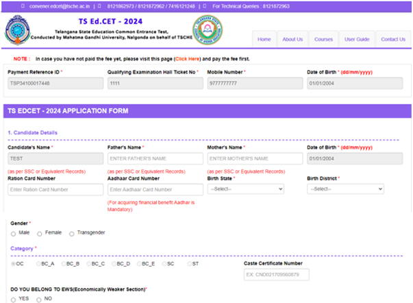 TGEdCET Application Form