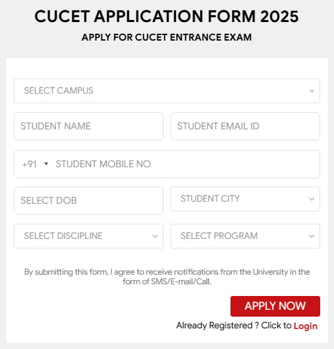 CUCET Registration Form