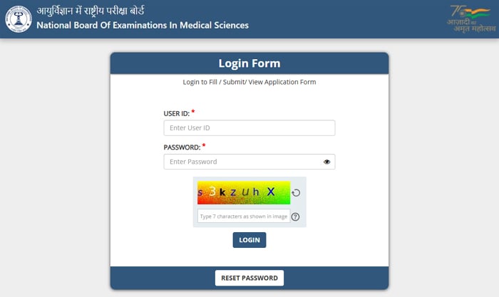 NEET PG - Login Form