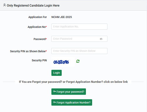 NCHMCT JEE Registration Login