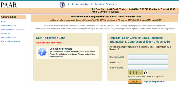 INI CET - New Basic Registration