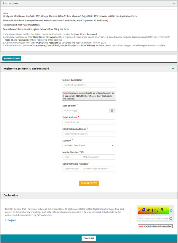 CAT Registration Form