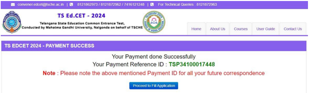 TG EdCET Payment Reference ID