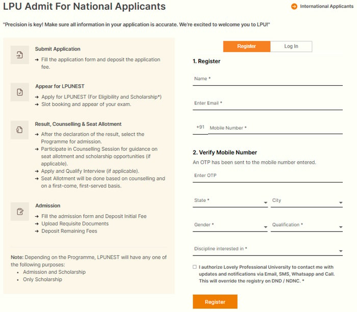 LPUNEST Registration Form