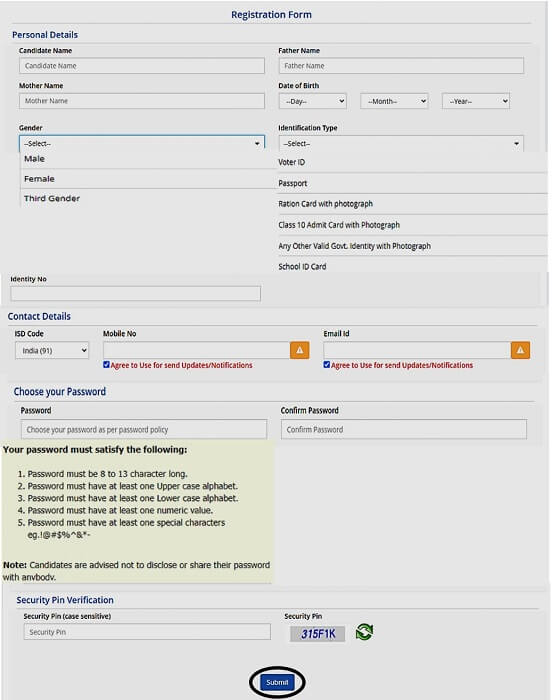 WBJEE Registration Form